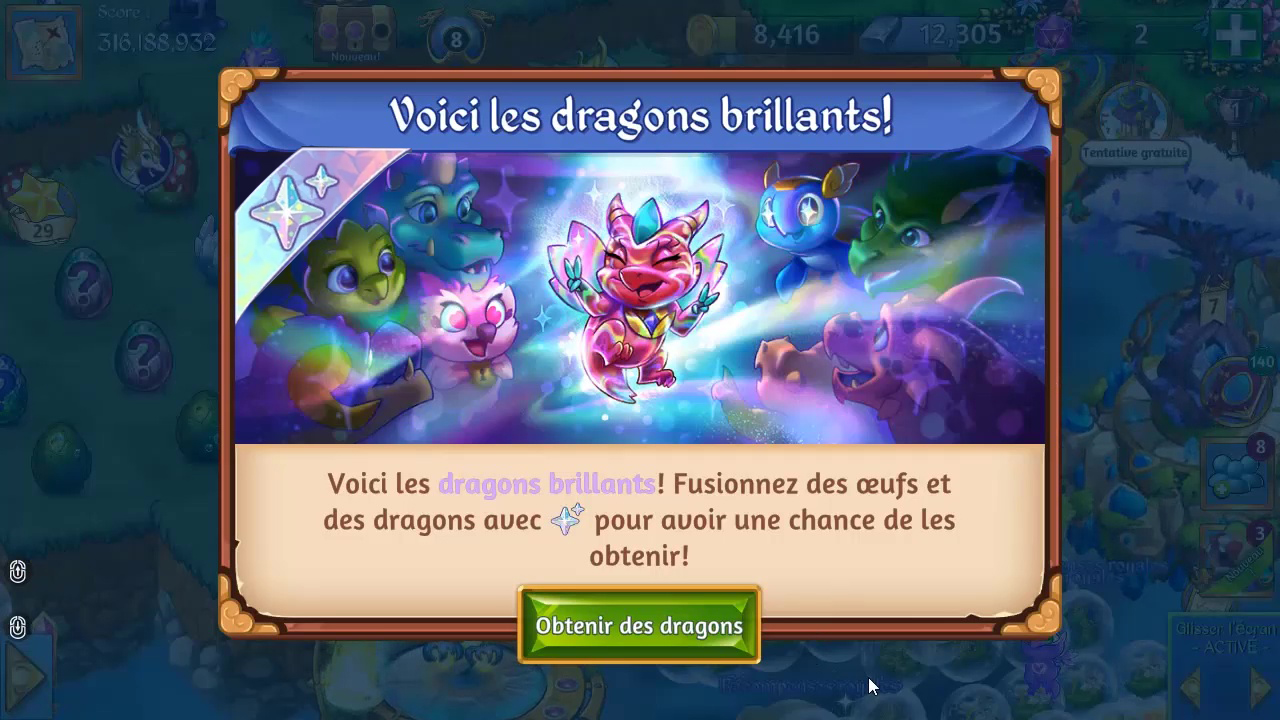 Découverte des dragons brillants!!